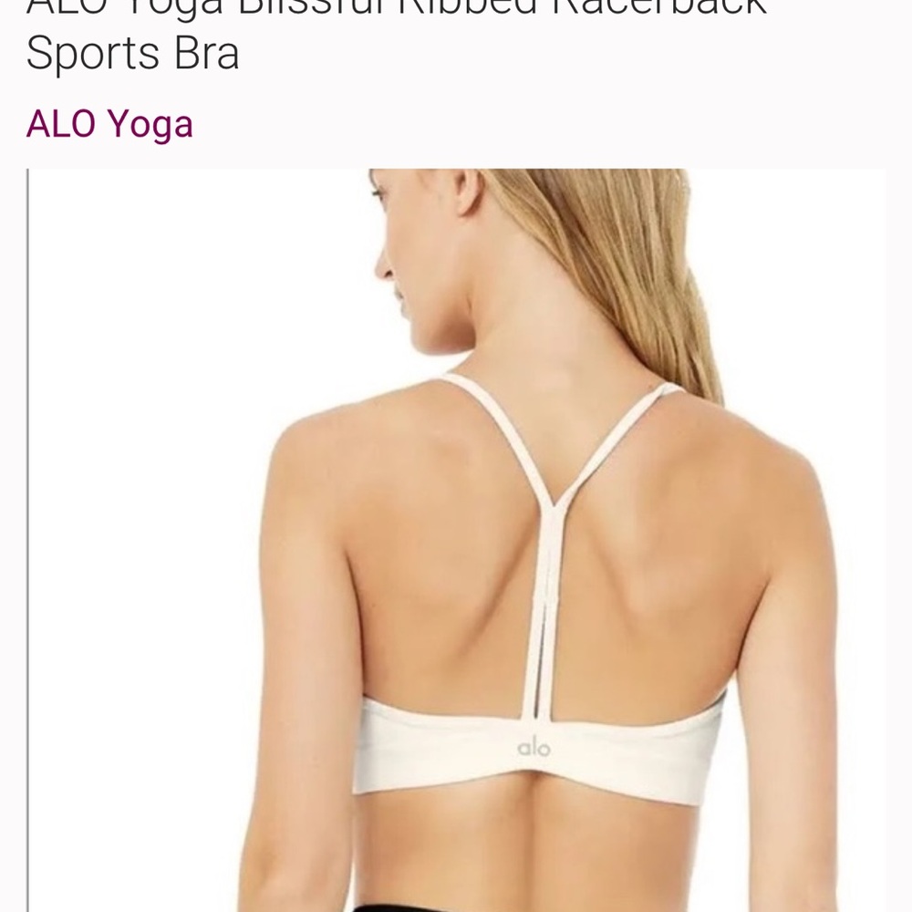 ALO Yoga White Ribbed Racerback Sports Bra